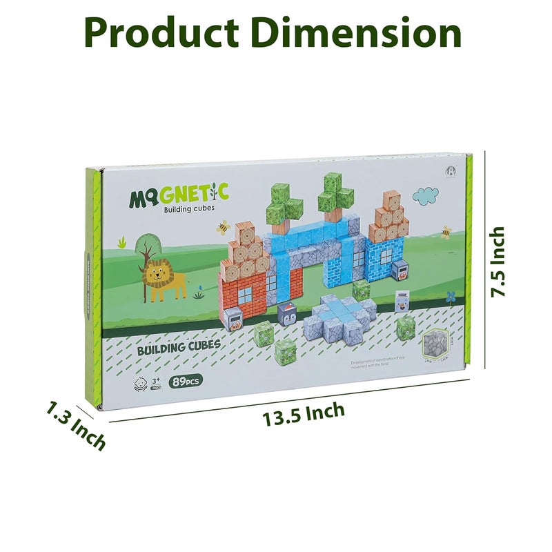 Knick Knack Magnetic World Building Blocks Set | Mini Themed Magnetic Cubes for Kids Ages 3 and Up (89 Pieces) - Image 5